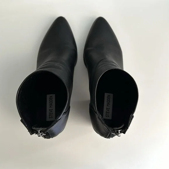 Steve Madden block heel zipper booties black size 7.5 - Picture 4 of 6